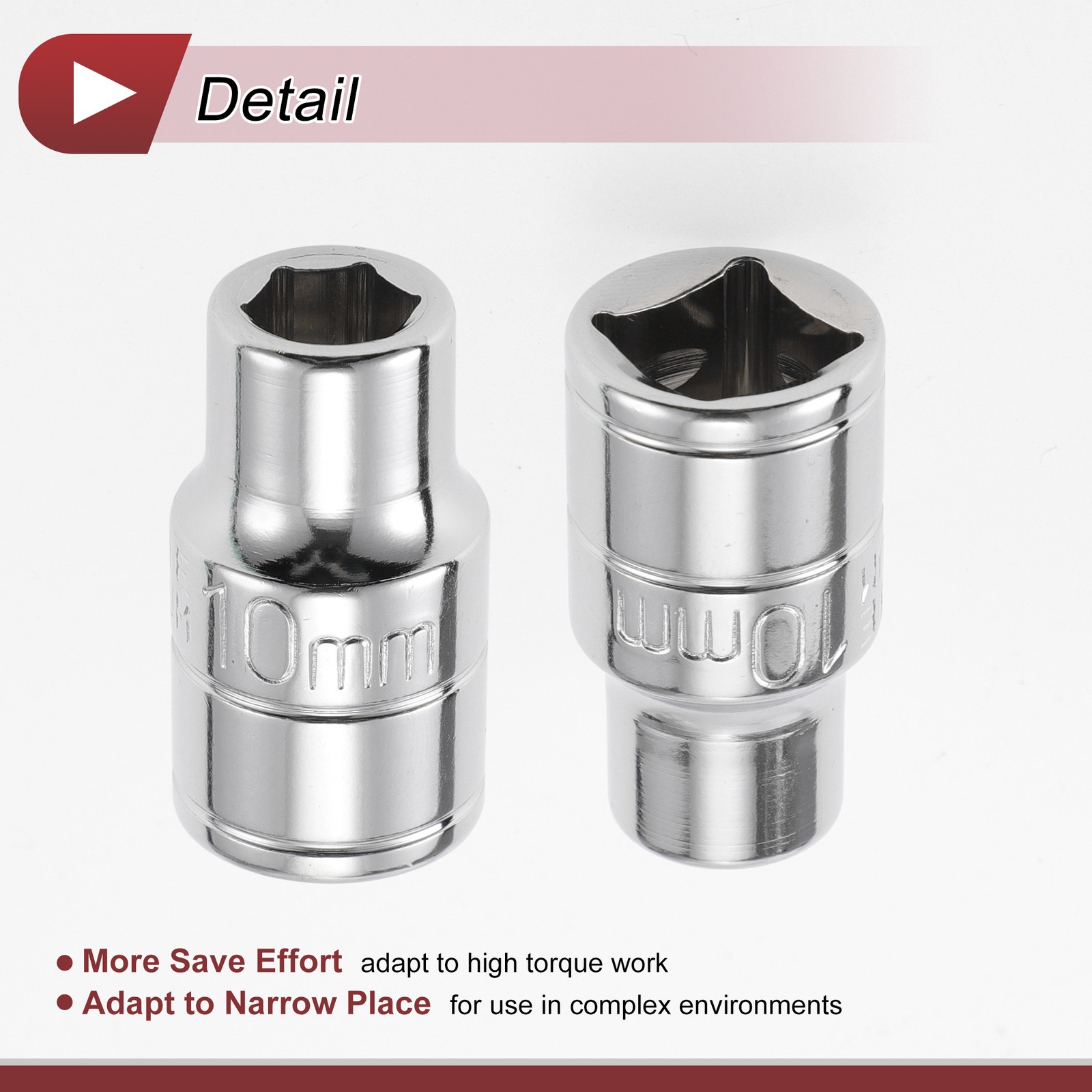 1/2 Inch Drive Impact Socket 10mm 6 Point Chrome Vanadium Steel 1 Pcs 38mm