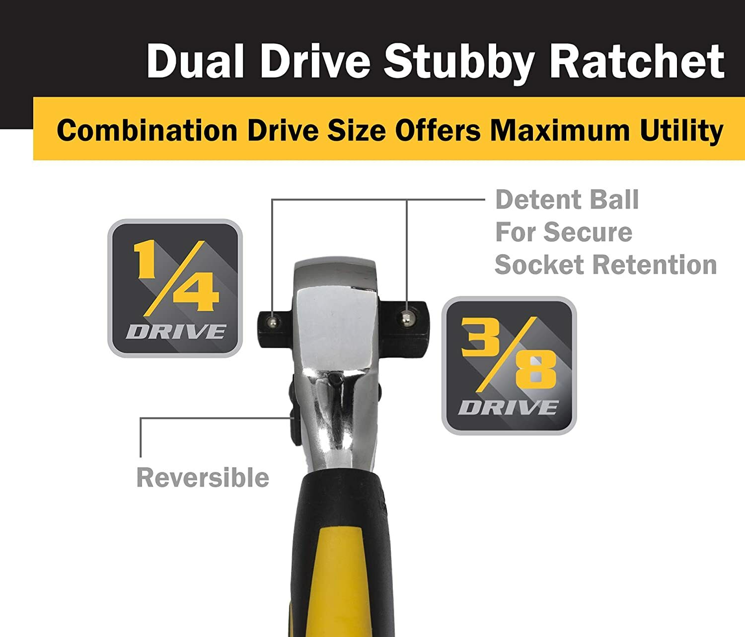 TITAN 11050 1/4″ & 3/8″ DRIVE DUAL HEAD STUBBY COMBINATION RATCHET