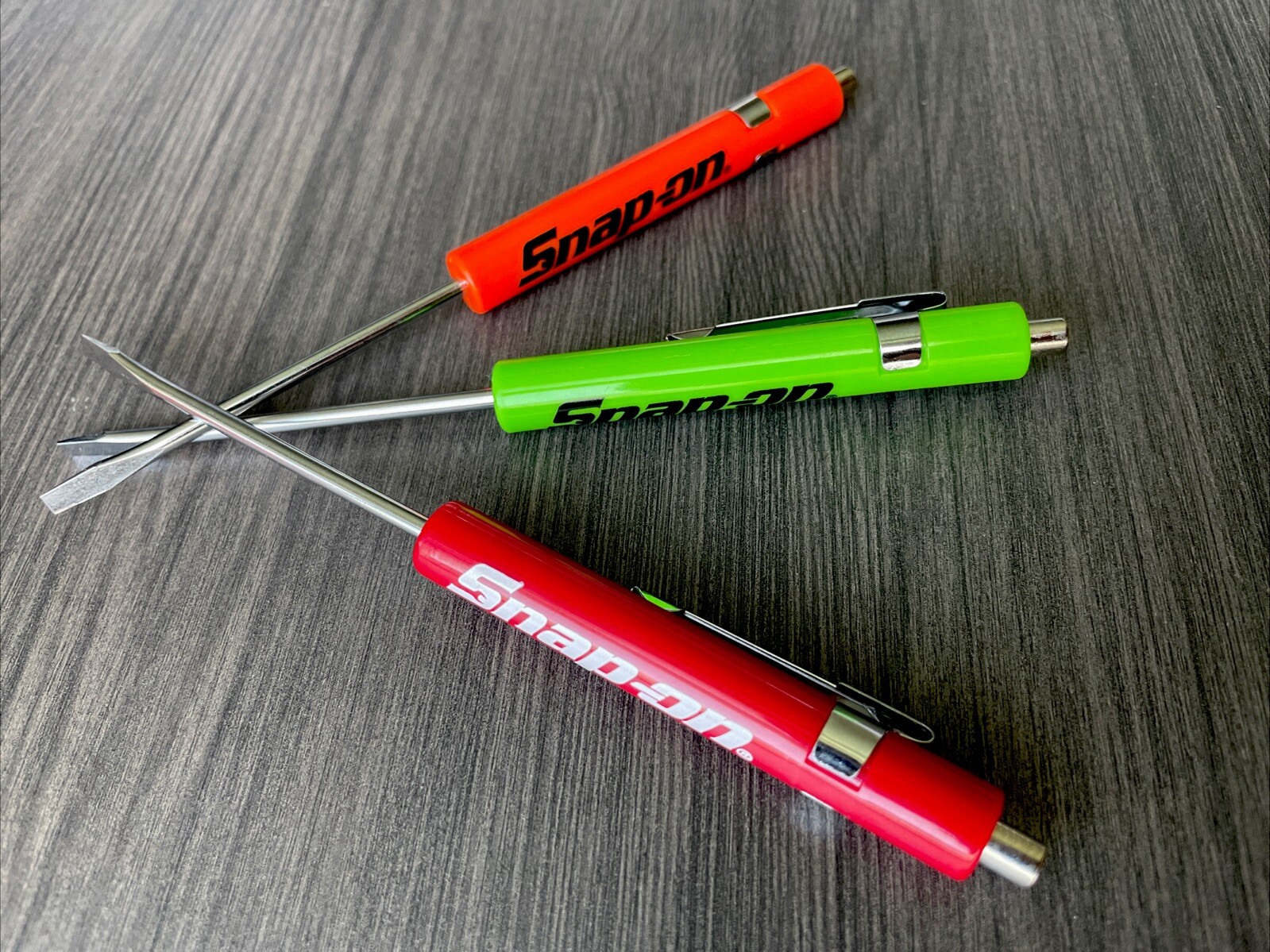 Snap-On Mini Pocket Screwdriver, Multi-Color 3 Pack W/Clip & Magnet NEW🔥