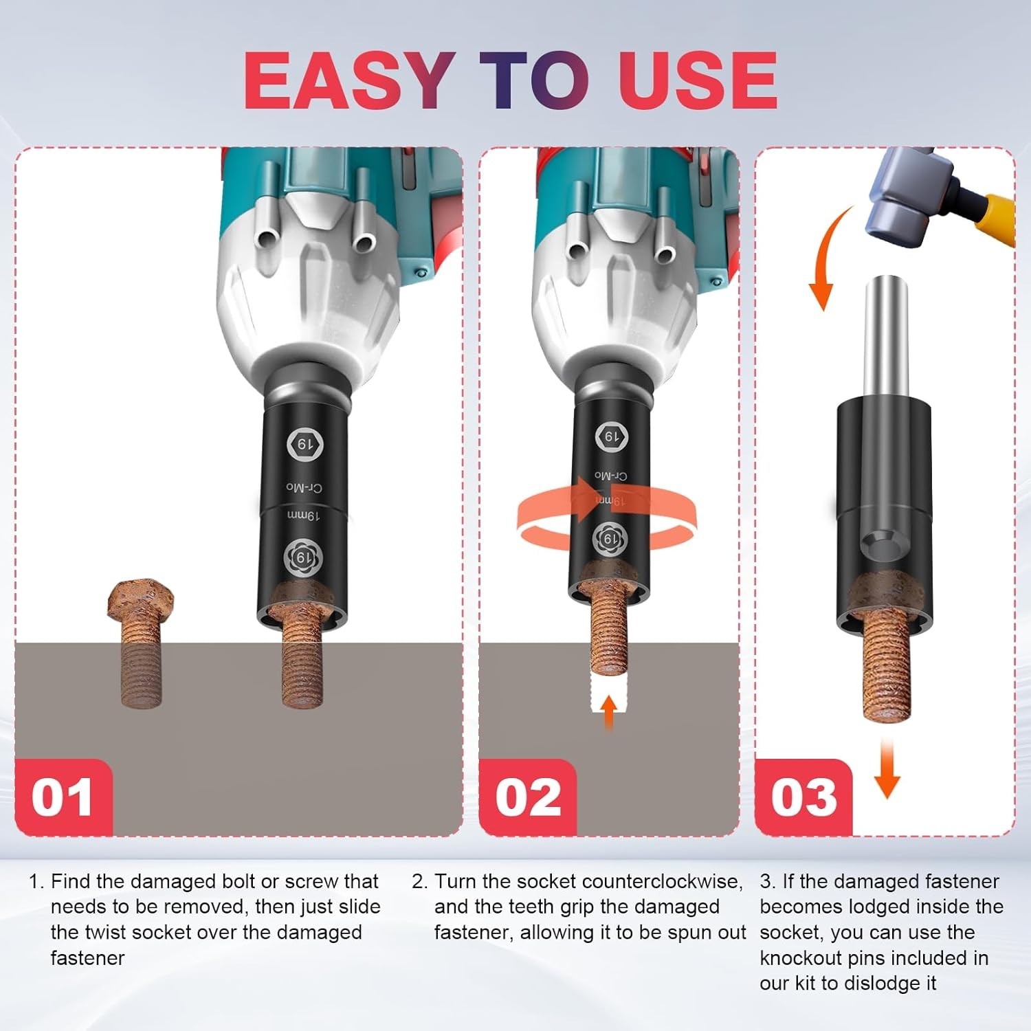 2 IN 1 Lug Nut Socket Set & Wheel Lock Removal Kit, 7 Piece Flip Socket Desig