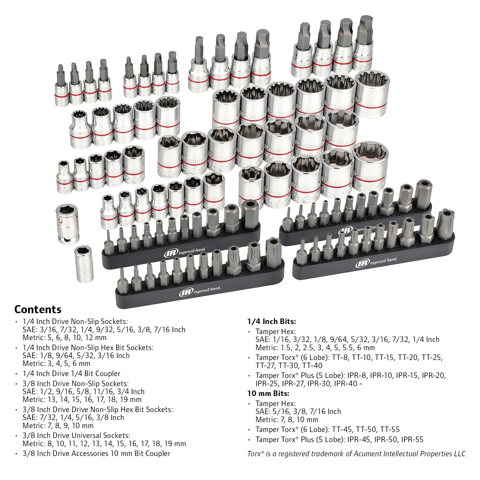 Ingersoll Rand 101 Piece Tech Solutions Master Non-Slip Socket and Bit Set –