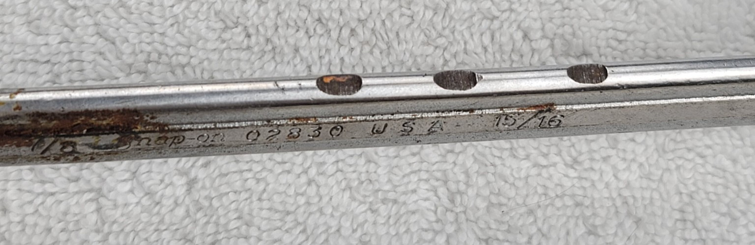 Snap-on 02830 Double Open End Wrench 7/8 15/16 USA SAE Made in USA