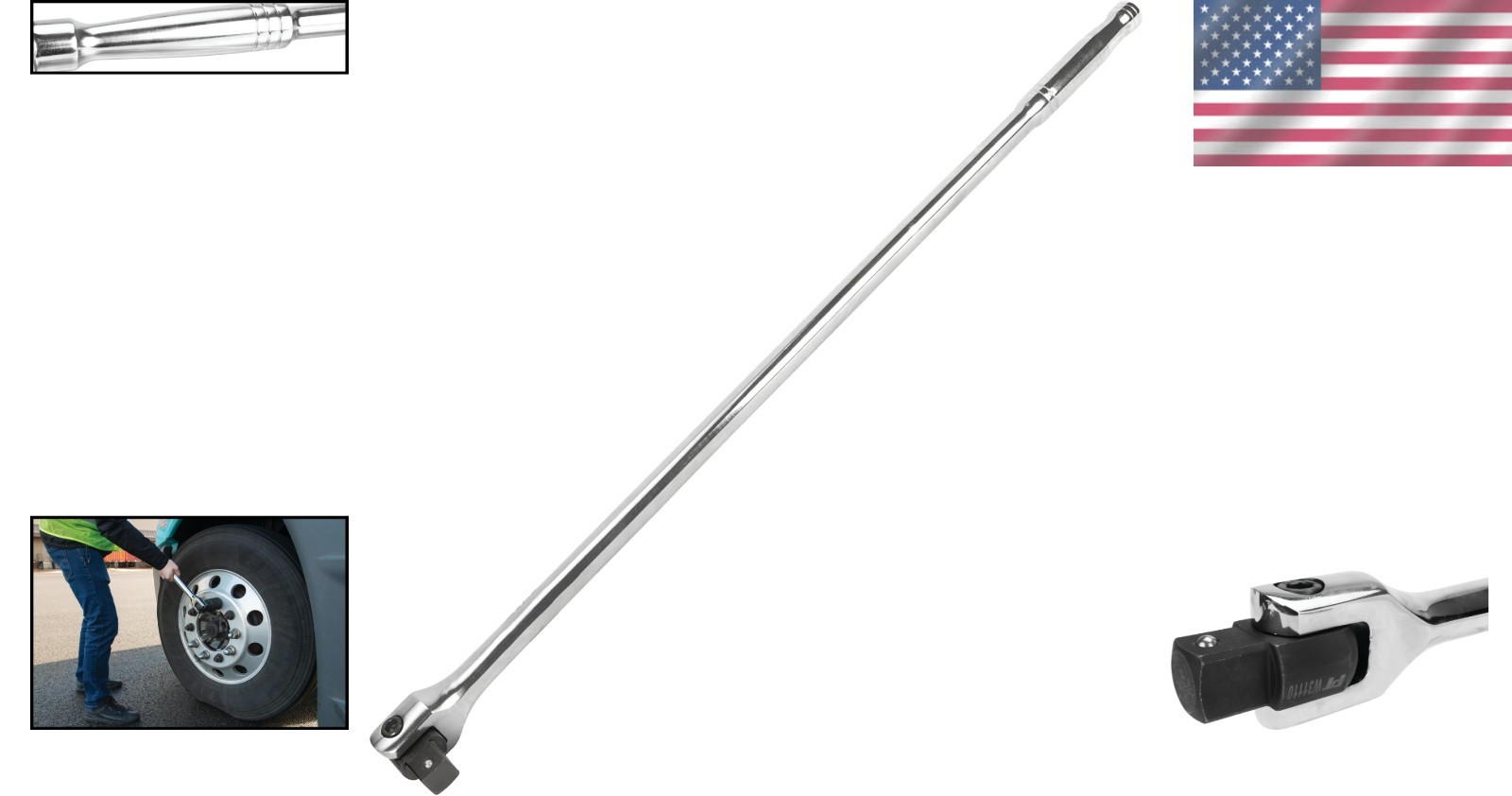 1″ Drive 40″ Breaker Bar Chrome Vanadium Steel 1000 Ft-lb