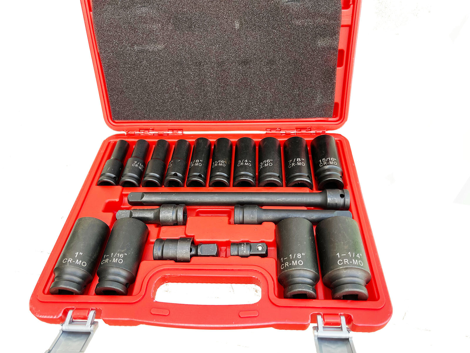 19PCS SAE 1/2″ Dr. Deep Master Impact Socket Set w/ 3» 5» 10» Extension Bar