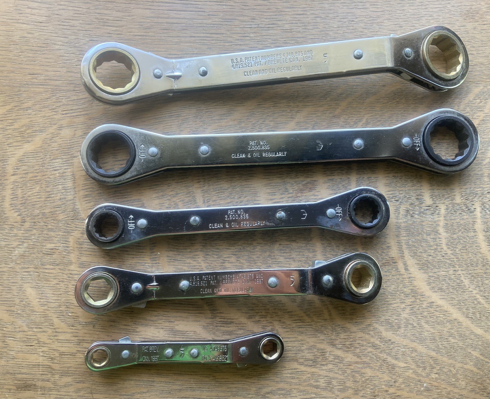 Craftsman Ratcheting Box Wrenches 5 PCs Metric Made In USA