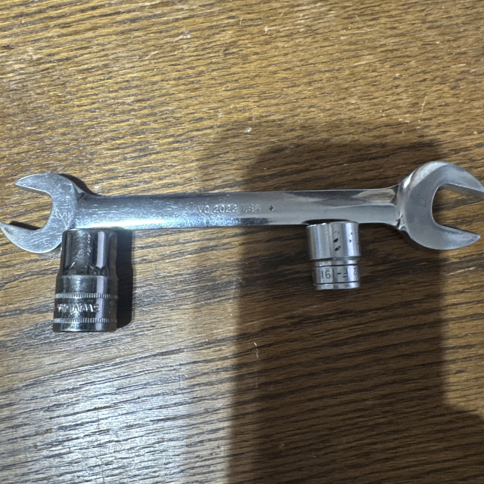 3 snap on 1/2 inch drive socket 14mm 1 3/8 drive 9/32 Open end wrench 11/16 5/8