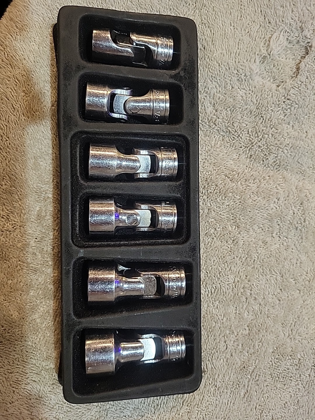 Snap On 3/8” Dr. 6 Pc. 7/16″- 3/4″ Shallow 6 Pt. Universal Socket Set 206AFS
