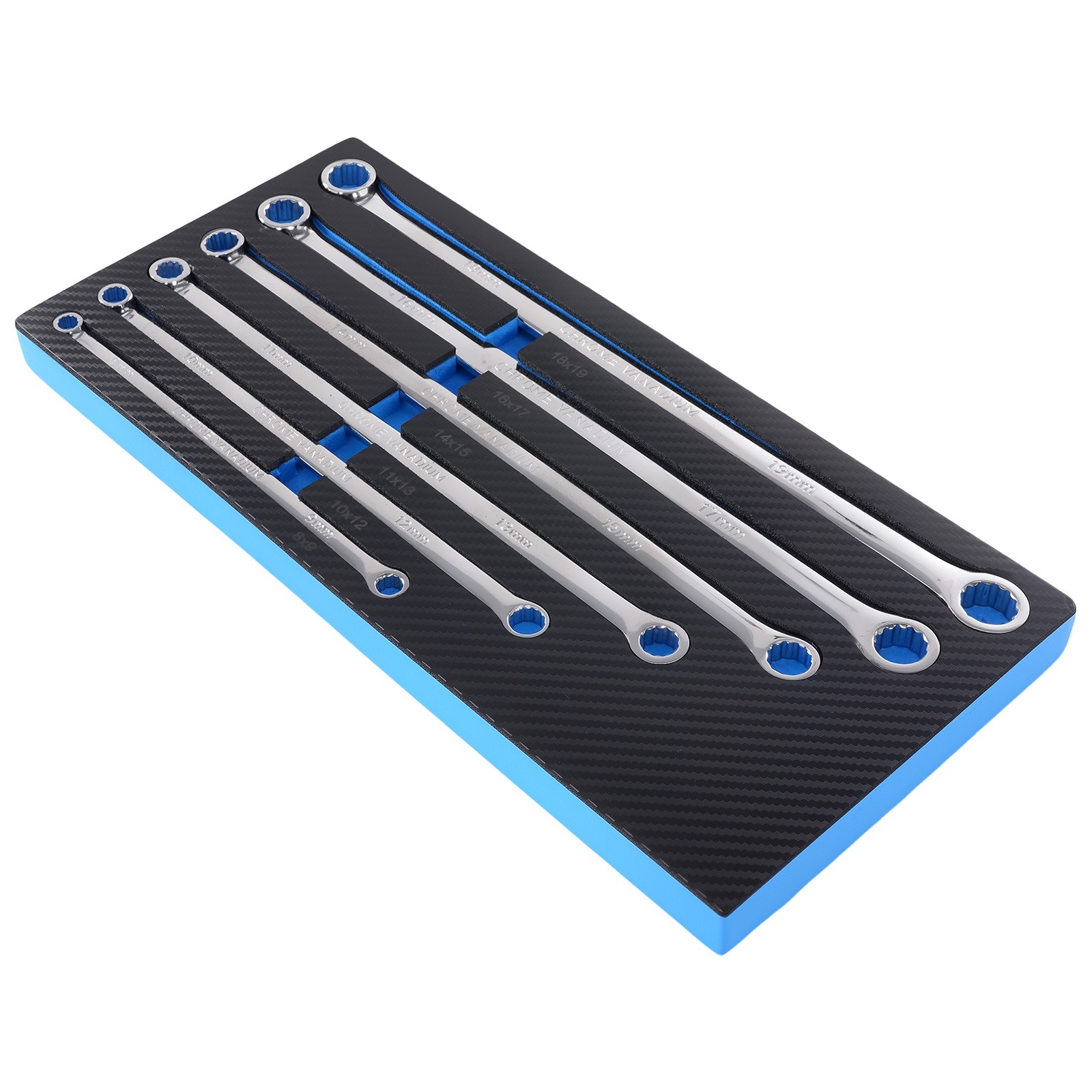 Box-End Wrench Set 6PC Extra Long Metric Heavy Duty 12 Point Steel 8-19mm