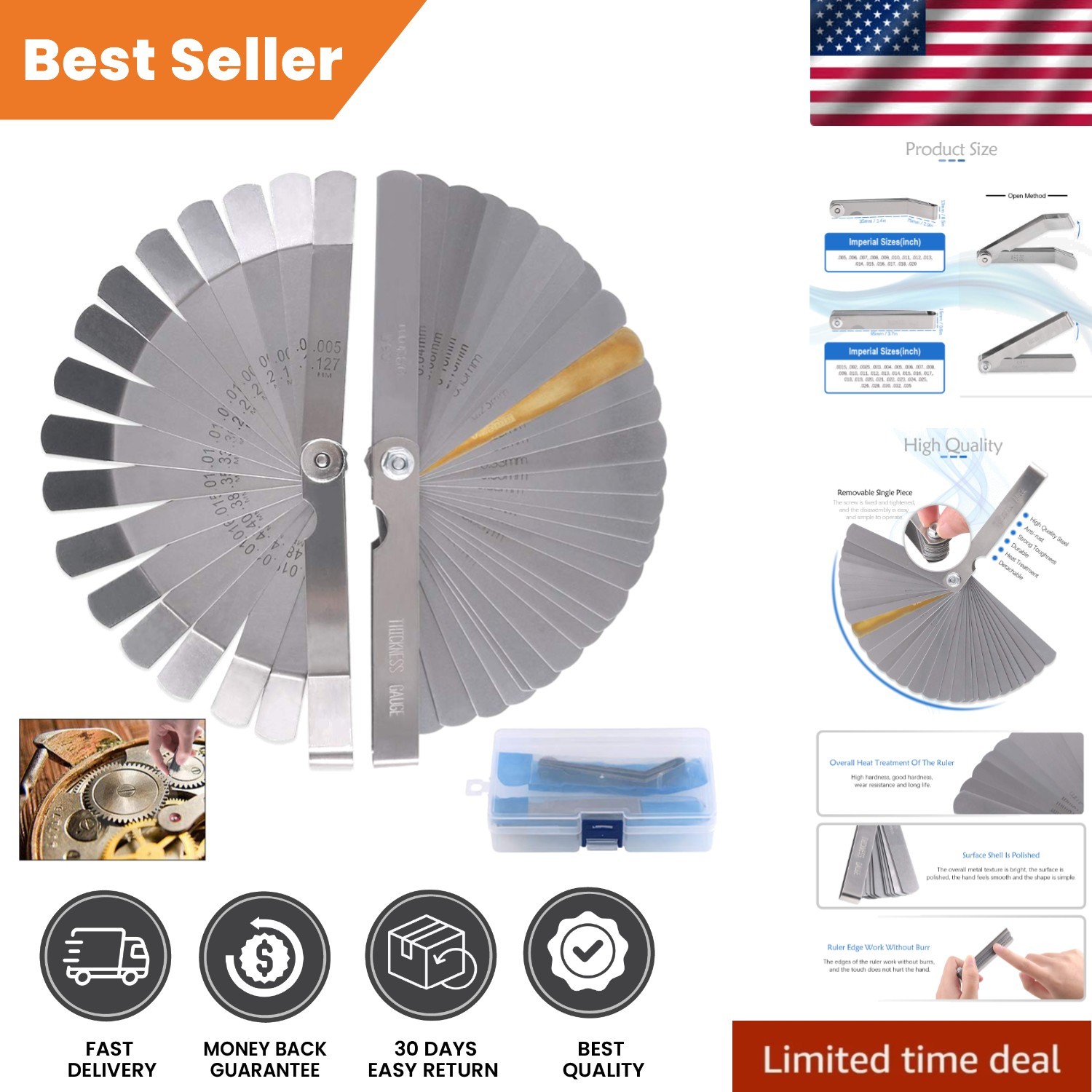 Professional 2 Pack Feeler Gauge Set – 32 Blades, Accurate Gap Measurement Tools