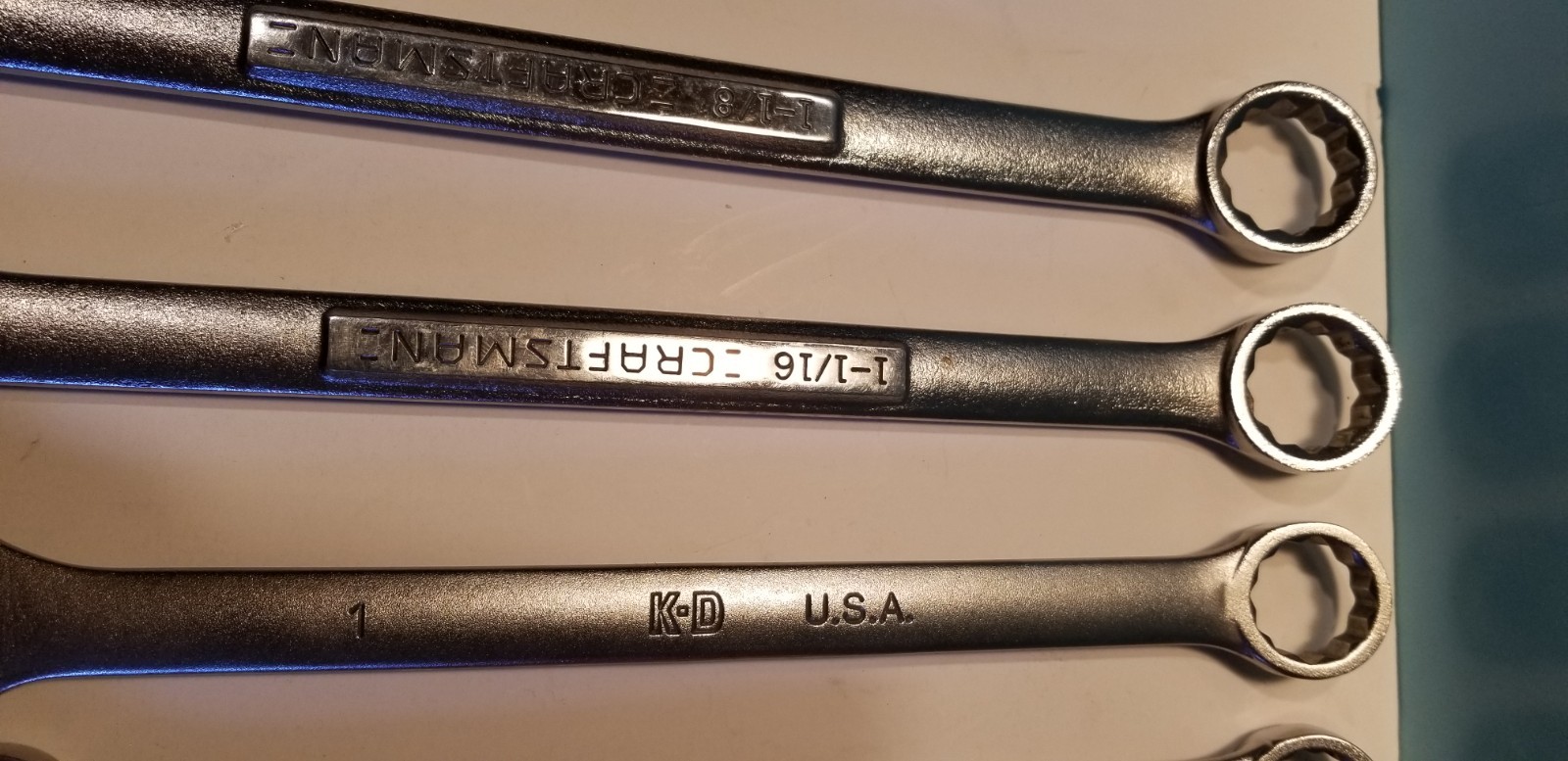 PROFESSIONAL CHROME COMB. WRENCHES: 1 1/8″, 1 1/16″, 1″, 15/16″, 7/8″, 13/16″