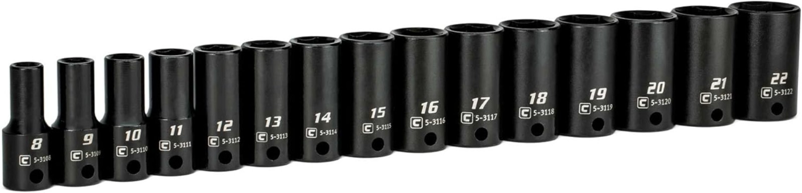 15-Piece 3/8 in. Drive Metric Impact Socket Set (8-22 mm) in Chrome Moly Steel