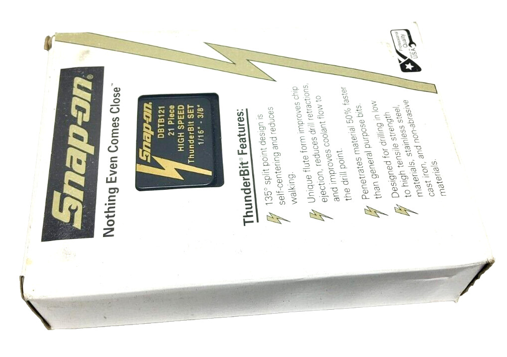 New Snap-on™ DBTB121 Jobber Length THUNDERBIT® High Speed Steel 21 bits