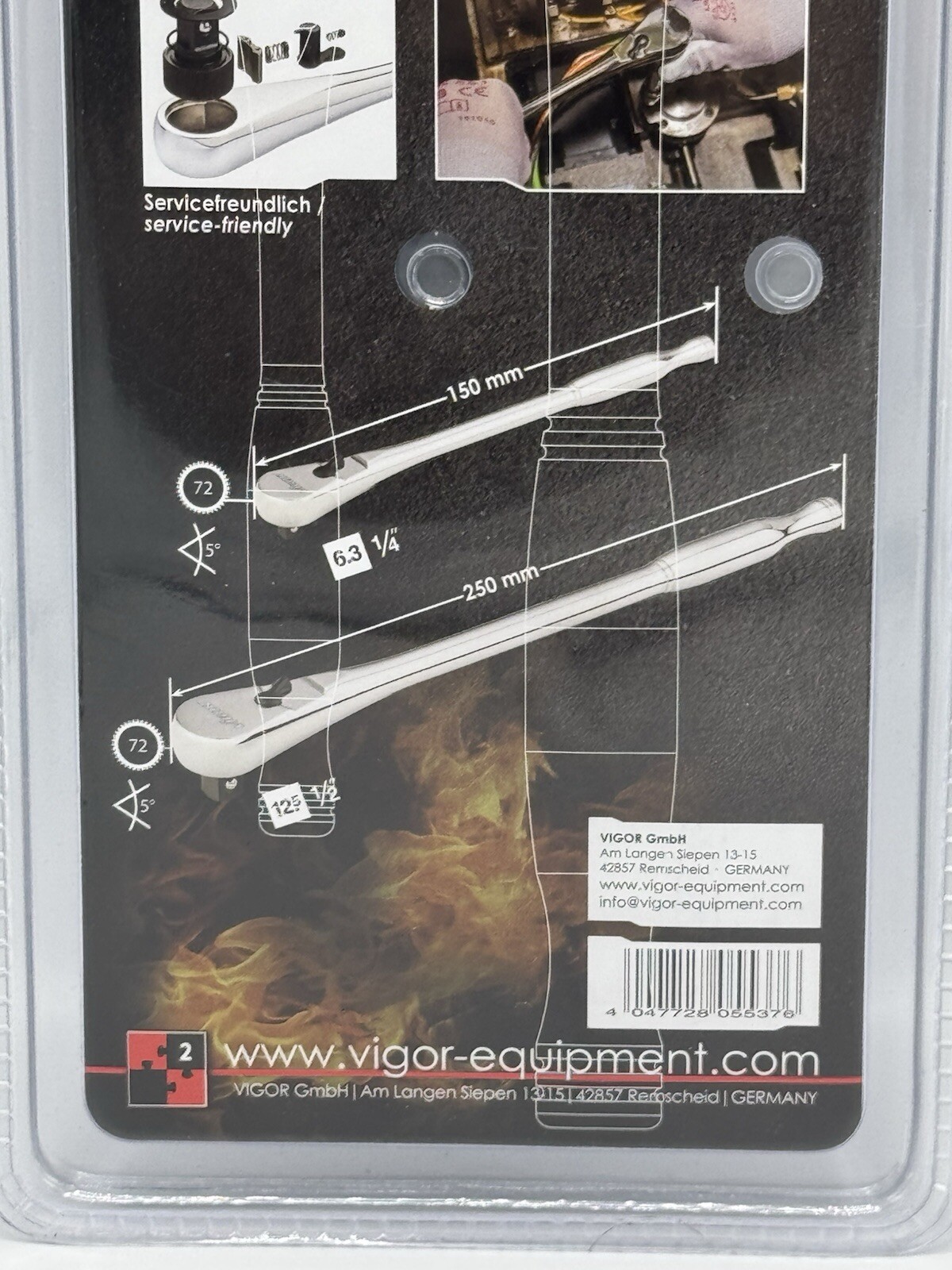 Vigor V4950-S FineTooth Reversible Ratchet Set 1/4″-1/2″ 2 Piece Closed Steel