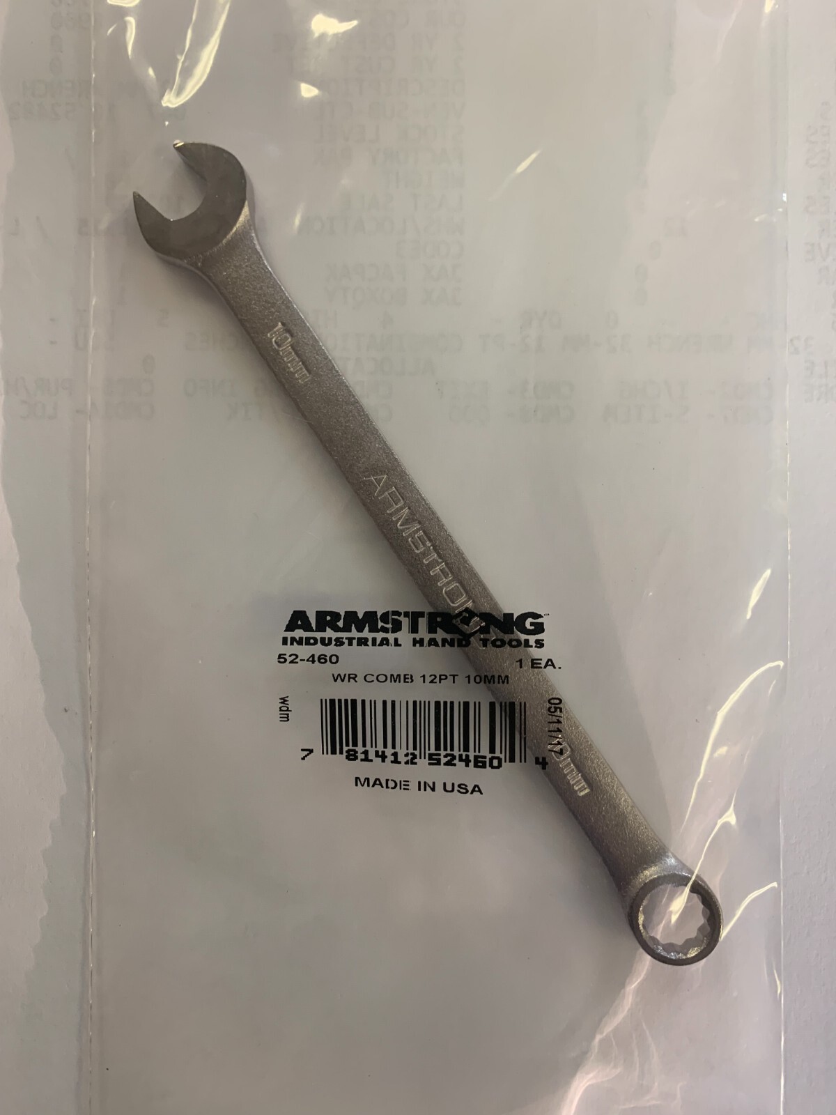 ARMSTRONG 52-460 10MM 12-POINT SATIN FINISH LONG COMBINATION WRENCH 52460