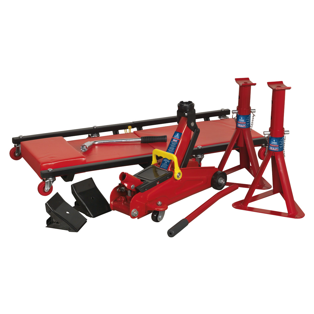 Sealey JKIT01 Lifting Kit 5pc 2tonne (Inc Jack, Axle Stands, Creeper, Chocks &