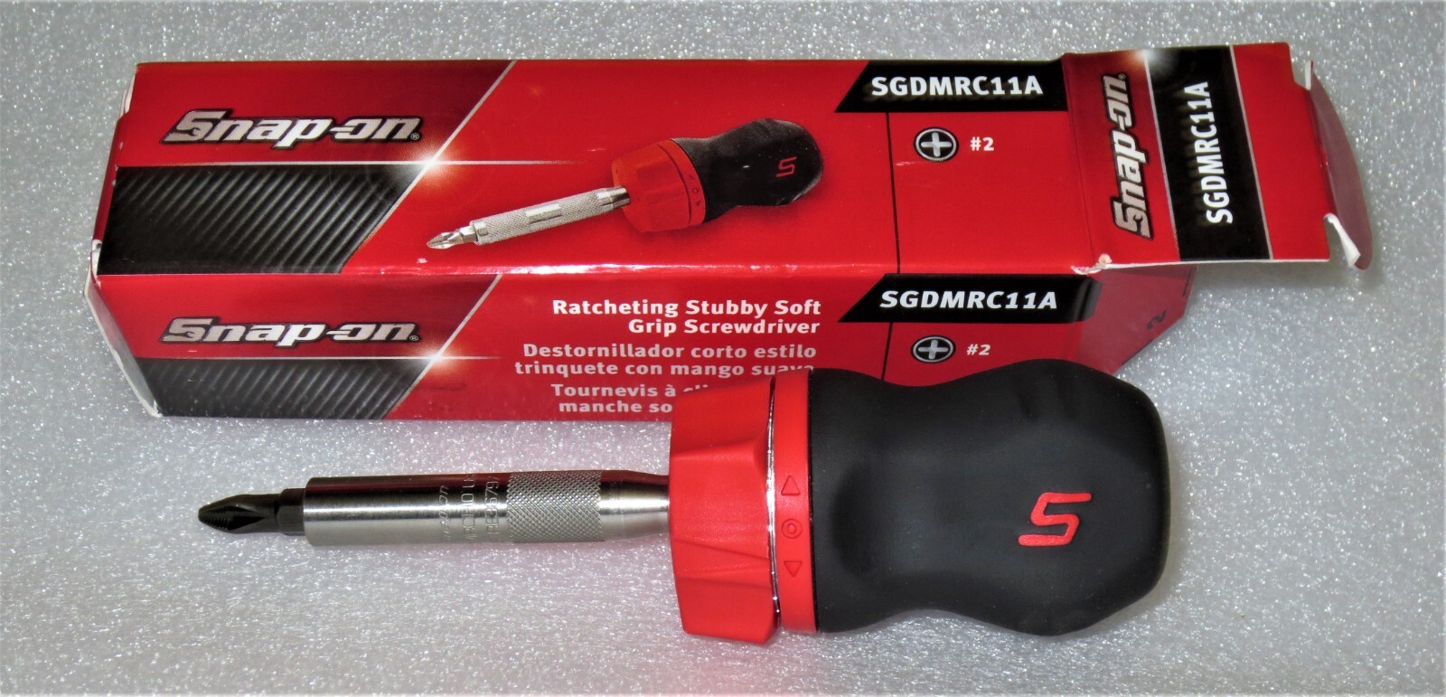 *NEW* Snap-on Stubby RED Ratcheting Screwdriver SGDMRC11A *RED SOFT HANDLE* NIB!