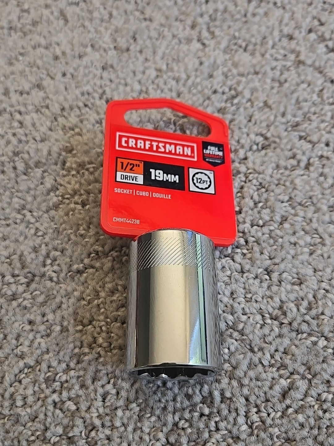 CRAFTSMAN Shallow Socket, Metric, 1/2-Inch Drive, 19mm, 12-Point (CMMT44238)