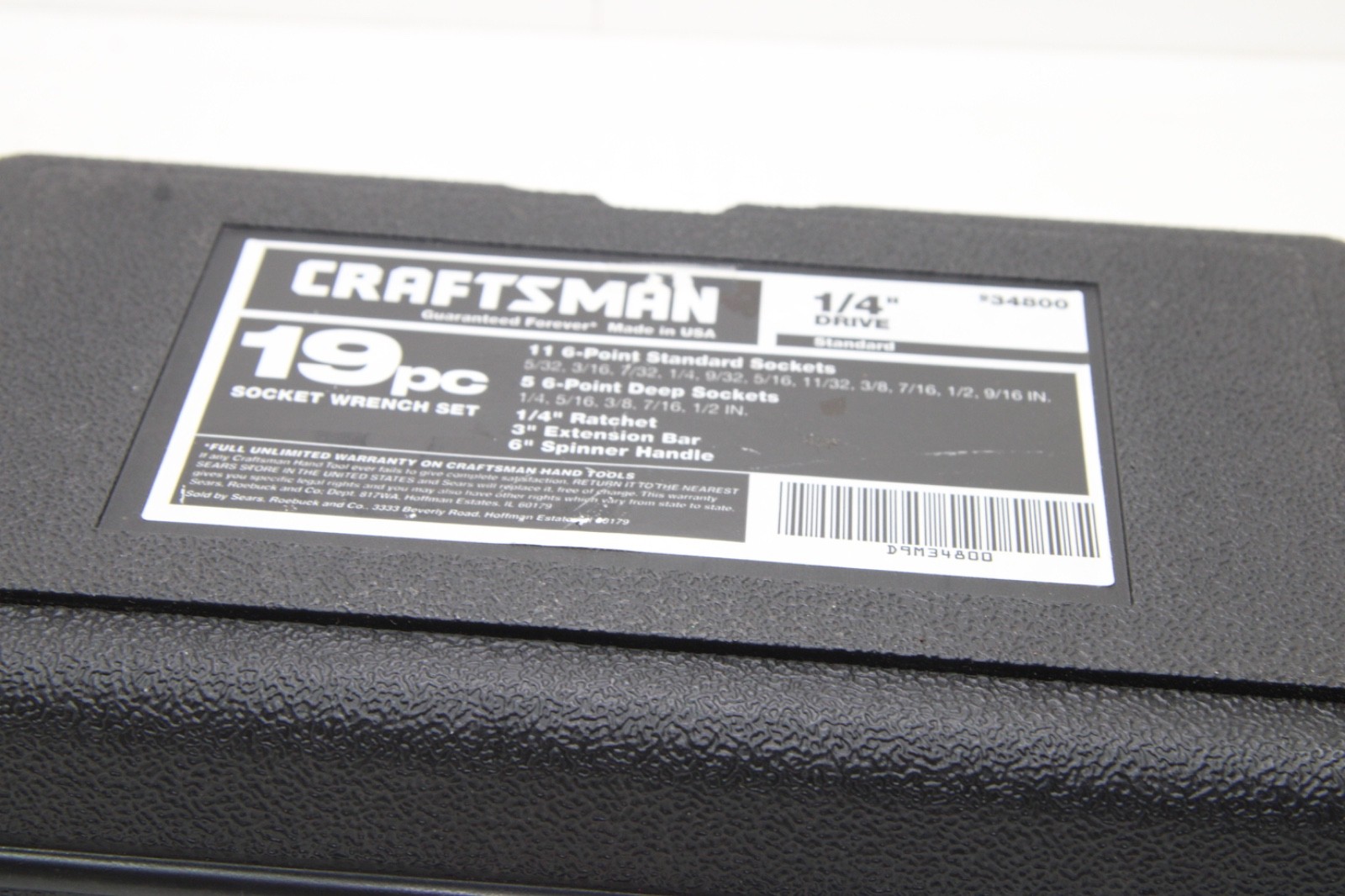 Craftsman 34800 1/4″ Drive 19 Piece SAE Chrome Socket Wrench Set Tool USA