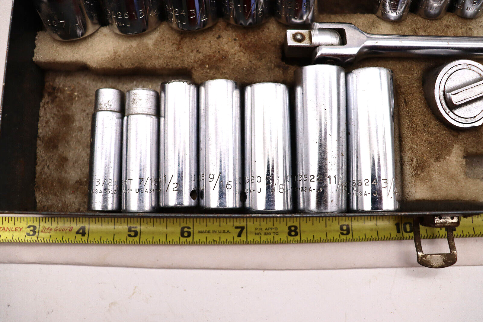 Vintage Wright Tool USA 3/8″ Drive Socket Set steel box Please See Description.