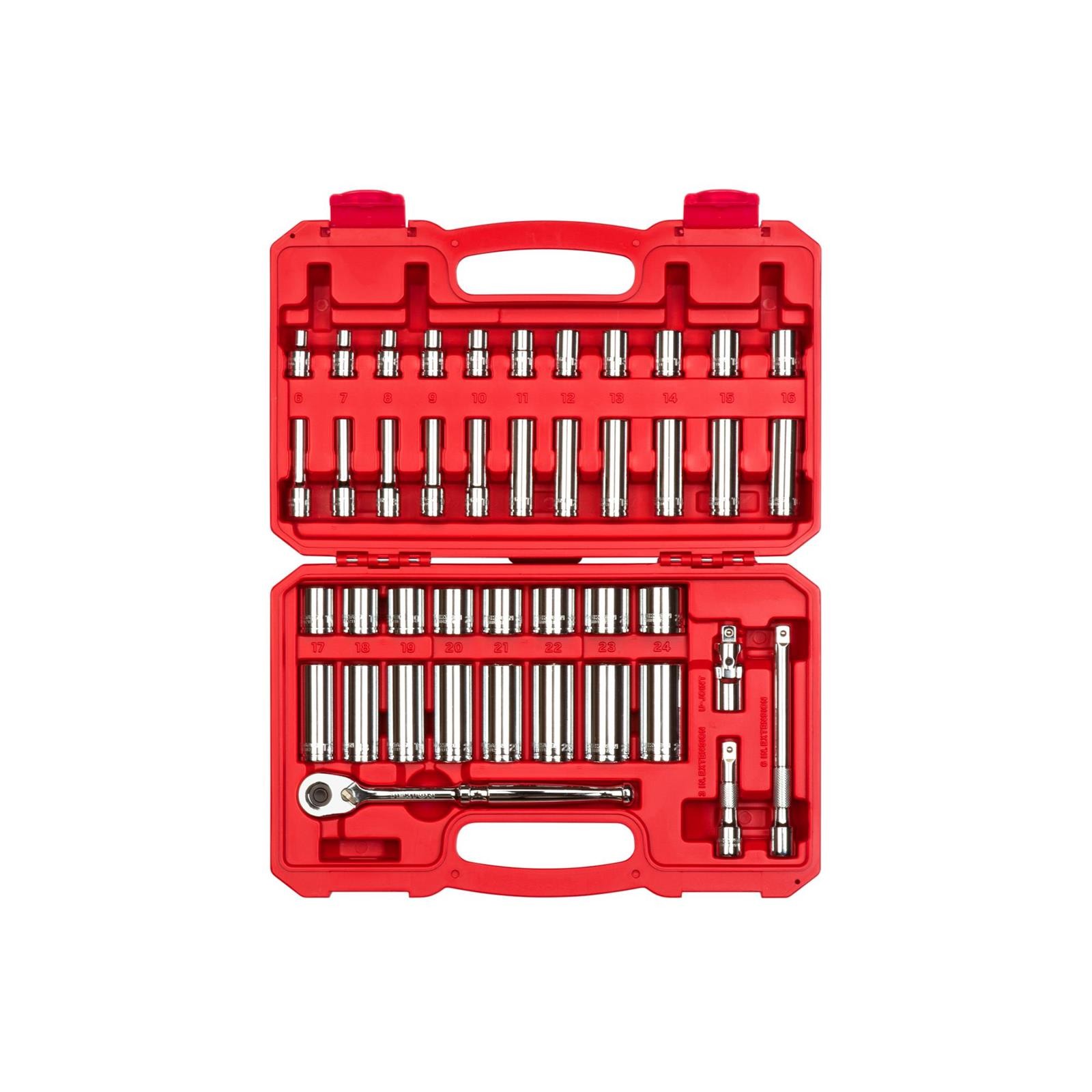 Tekton SKT15201 3/8″ Drive 6-Point Socket/Ratchet Set, 42-Piece