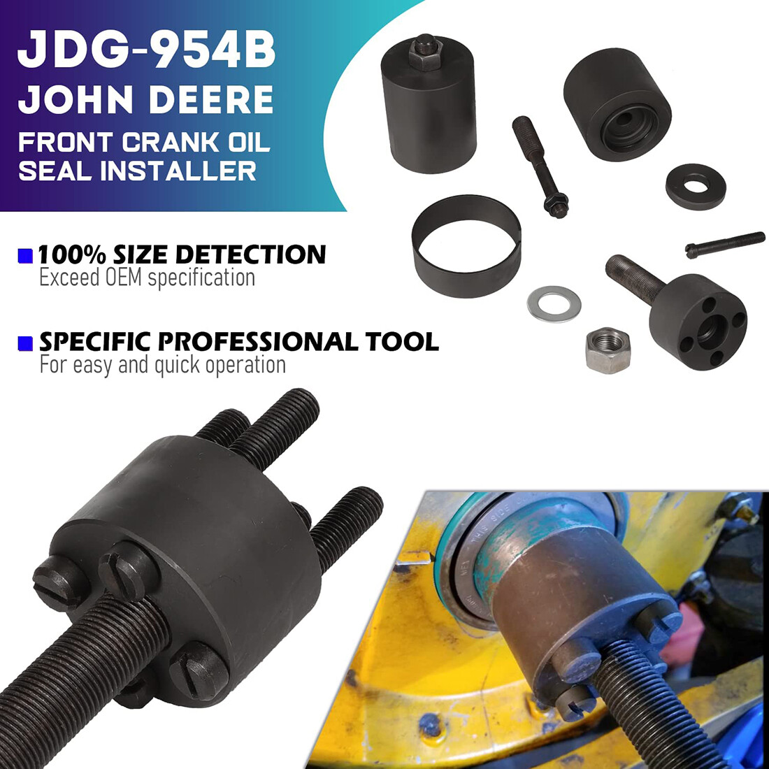 JDG-954B Crankshaft Gear Front Seal Installer Fits 1039 4045 6059 6068 Engines