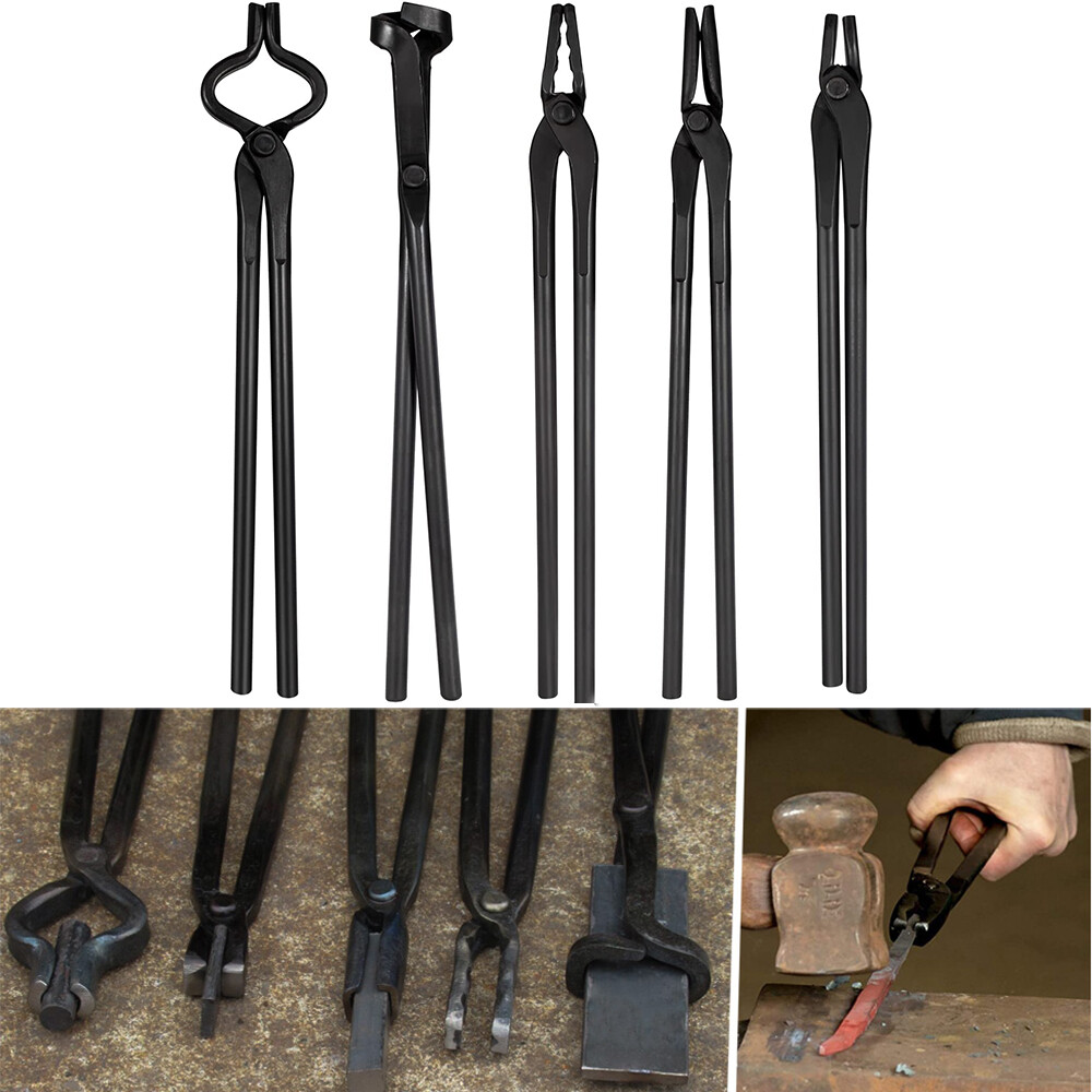 Blacksmith Tongs Tools Set For Anvil, Knife Making Set Vise Anvil Forge Tool