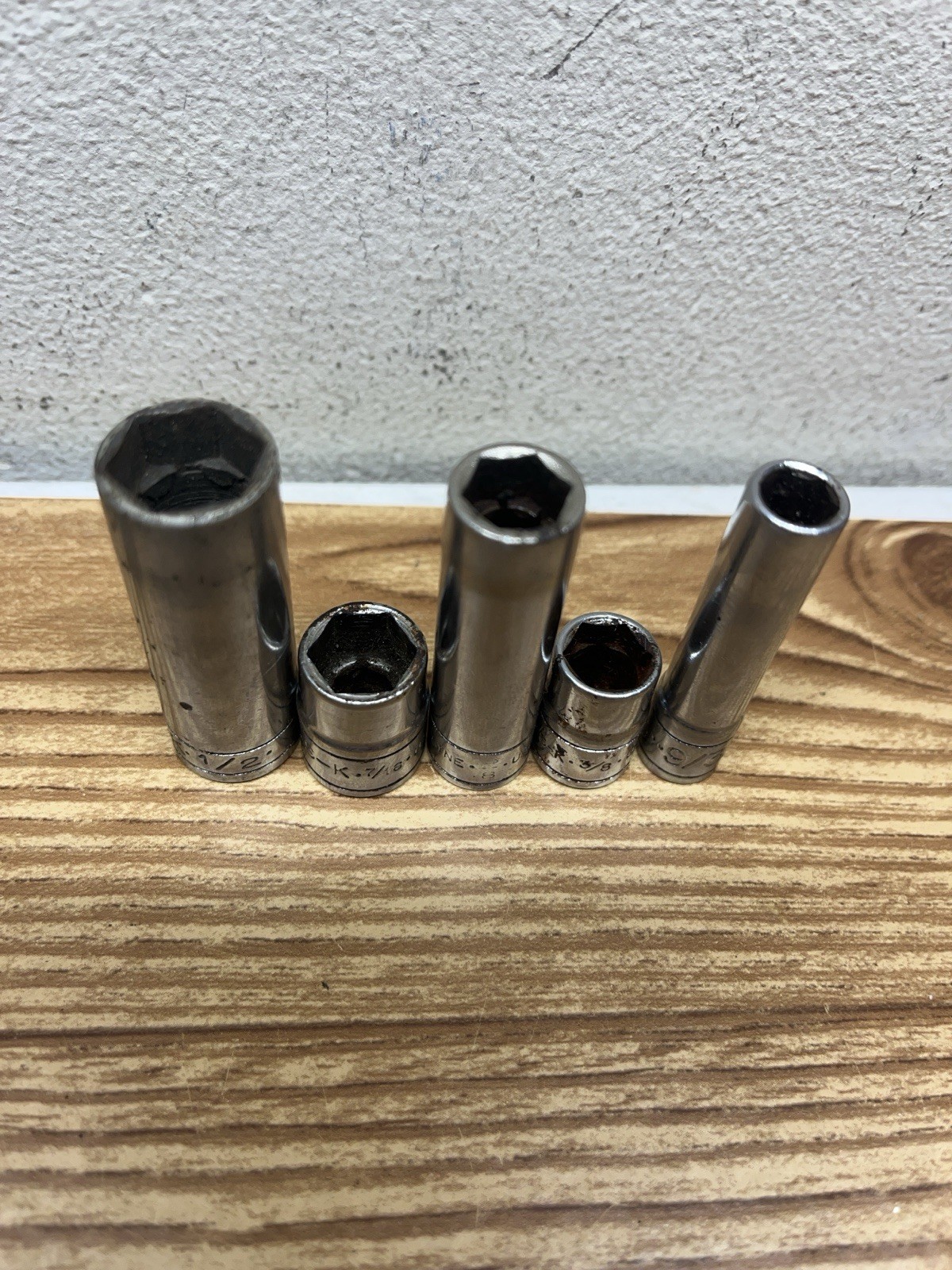 9 PC. VTG S-K Sockets Mixed Misc 1/4-3/8-1/2” DRIVE SOCKET Deep & Short U.S.A.