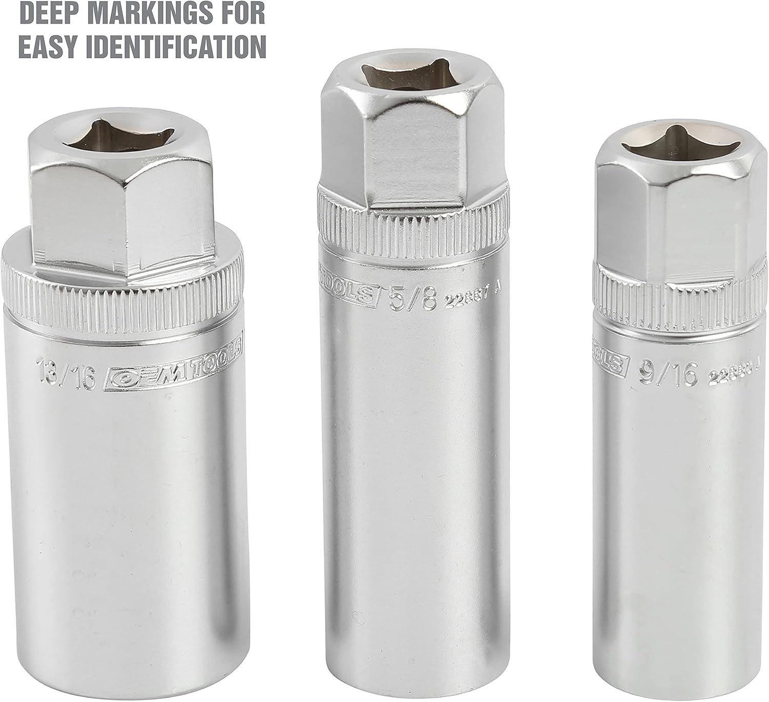 OEMTOOLS 22891 3/8 Drive Magnetic Spark Plug Socket Set, 3 Piece Multi