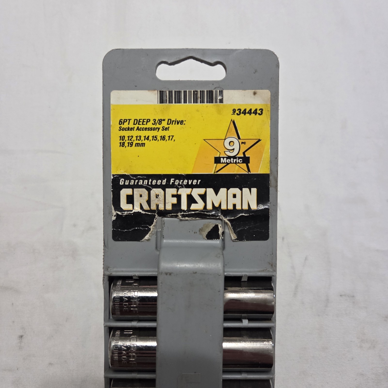 Craftsman -G- Metric 9pc 10mm – 19mm 6 Pt Deep Socket Set 3/8″ Dr. 934443 – USA