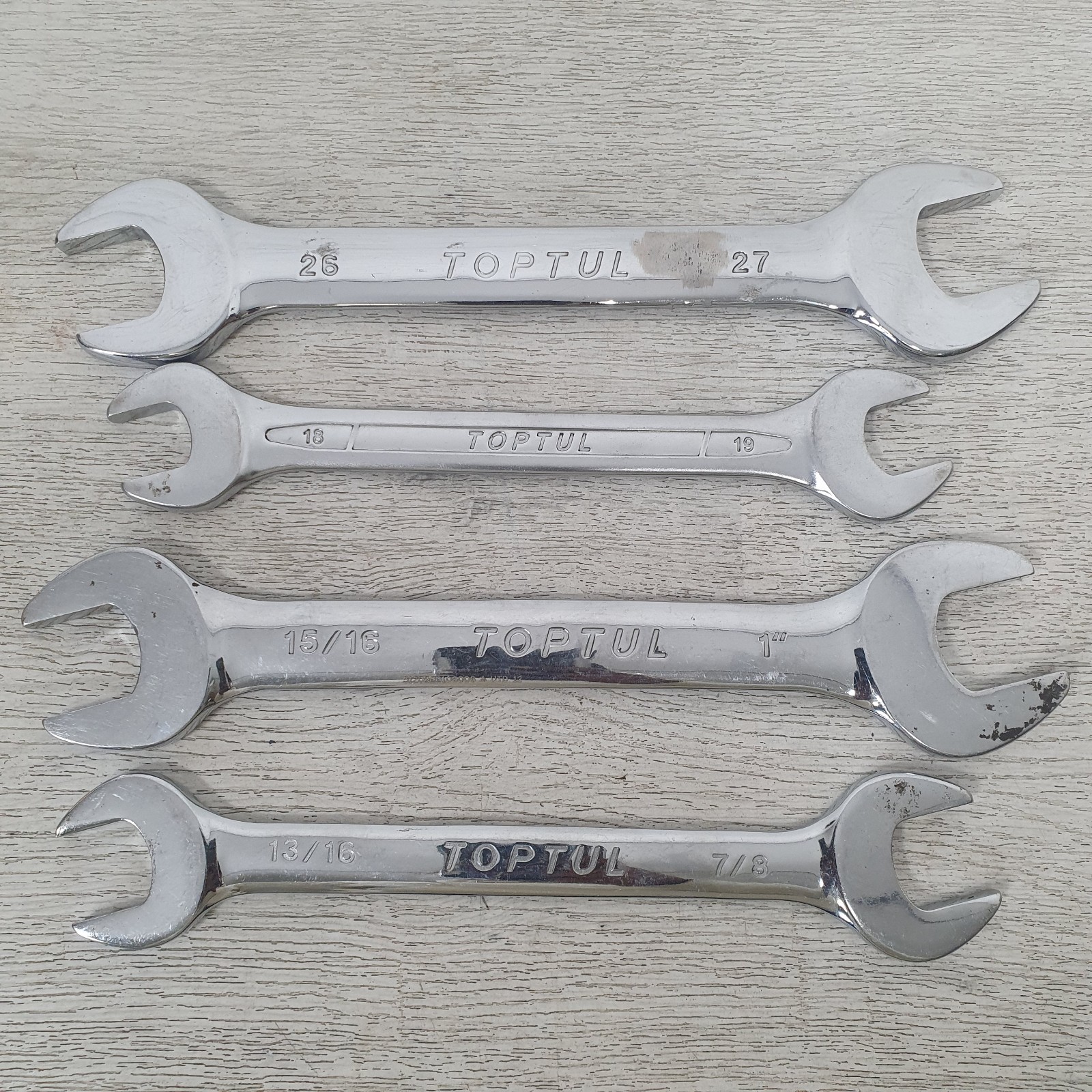 4 x Toptul Double Open Ended Spanners Metric and Imperial Mixed Bundle – B7
