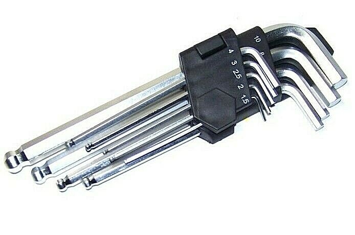 9 pc Hex Key Wrench Ball End 1.5MM, 2MM, 2.5MM, 3MM, 4MM, 5MM, 6MM, 8MM, 10MM.