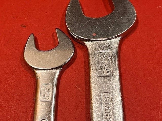 Pair of King Dick ‘SLA’ Series Open-End Spanners – 5/8–11/16 AF & 5/16–1 AF