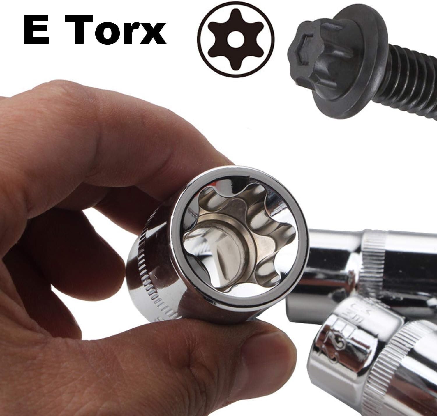 14 PCS Female E Torx Socket Set 3/8 1/2 1/4 Drive E4 – E24 External Torque Star