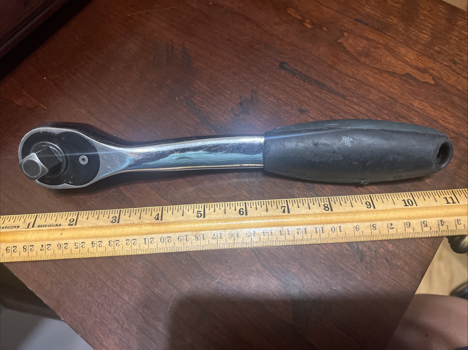 Dual Head Ratchet 3/8″ & 1/2″ Drive Forward-Reverse Rubber Grip 10″ L