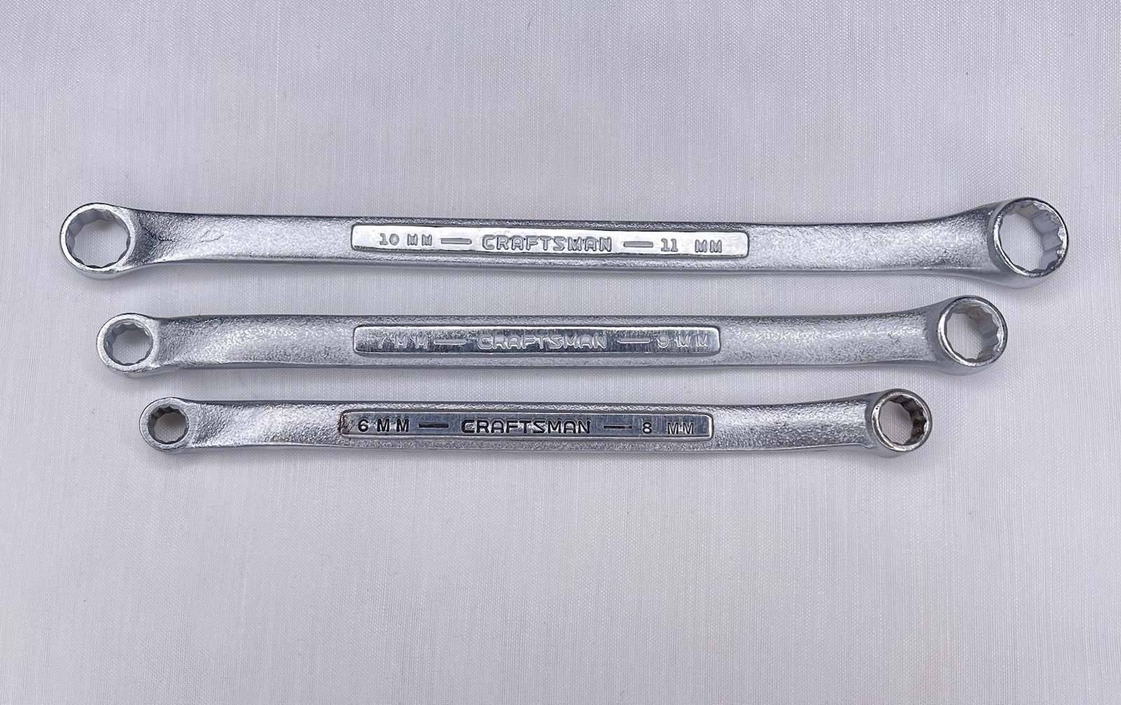 Craftsman Metric Offset Box End Wrenches -V- Series 3 Pcs Made in USA Vintage