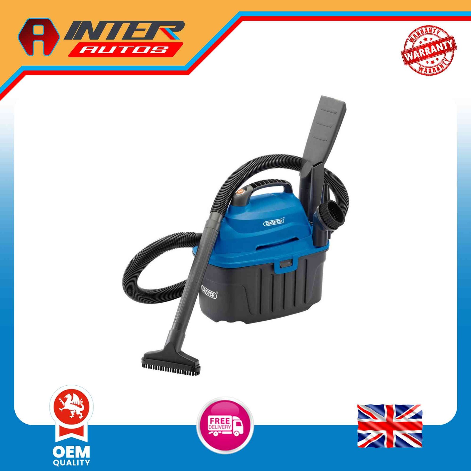 Draper 230V Wet and Dry Vacuum Cleaner, 10L, 1000W 06489