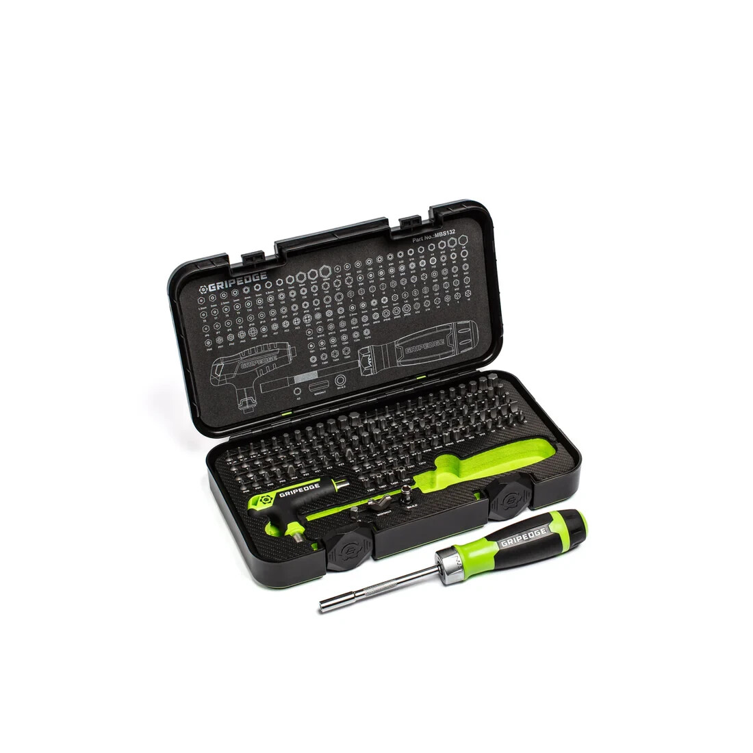 GripEdge Tools MBS132 132 Piece Multi-Bit Set R.P.T. for High Torque Performance