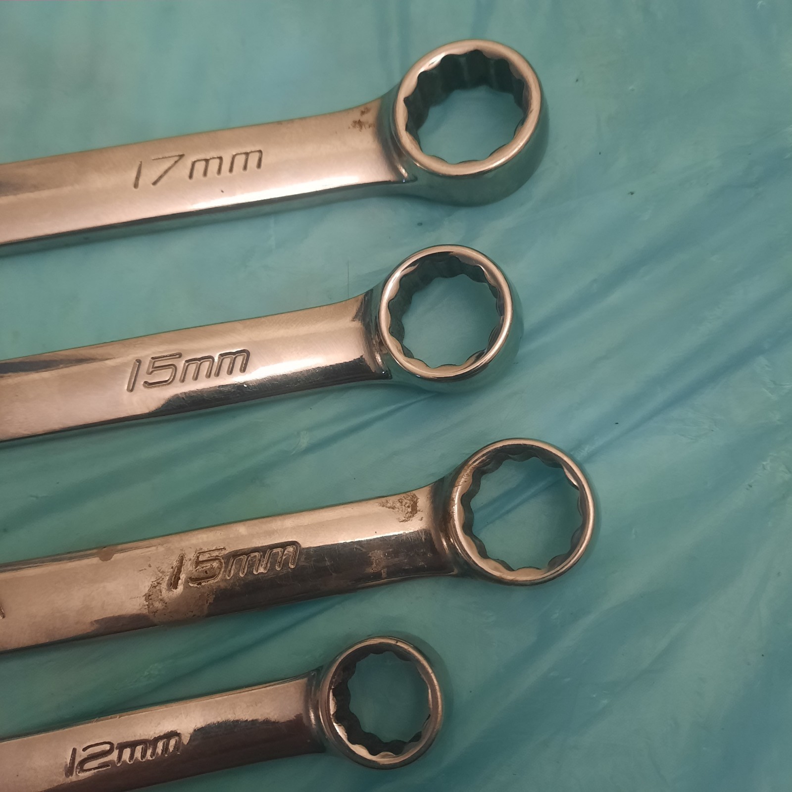 Snap-On SOEXM17, (2) SOEXM15, & SOEXM12 Flank-Drive Wrenches. 4 PC. USA.