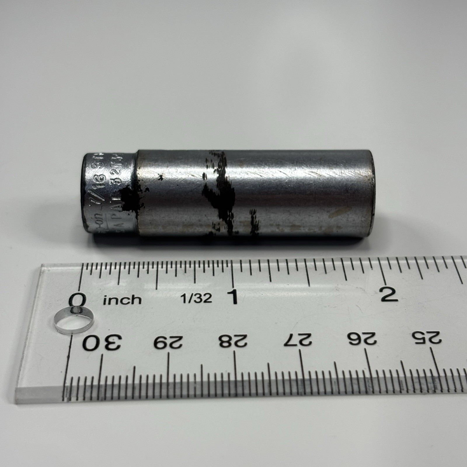 Snap On Tools STM14 1/4 Dr 6Pt SAE 7/16 Flank Dr Deep Chrome Socket VTG USA