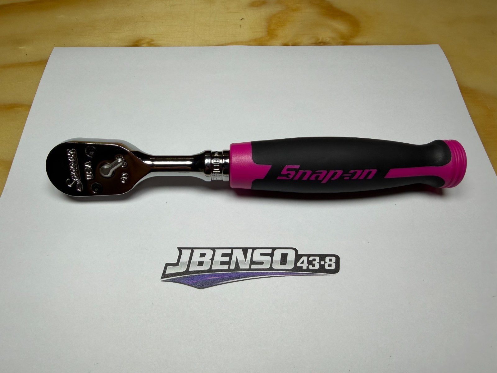 Snap-on Tools NEW ELECTRIC PINK 3/8″ Drive Soft Grip Fixed Head Ratchet FH100EP