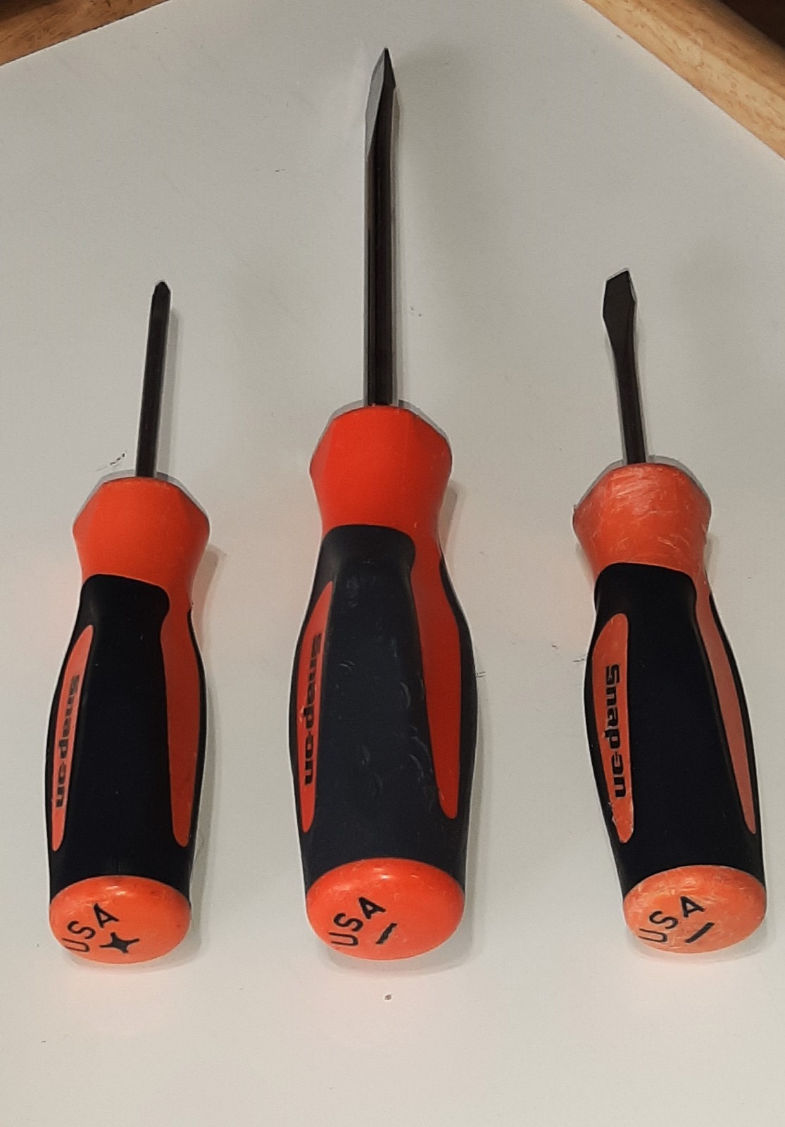 3 Snap-On Tools Instinct Orange Soft & Hard Grip Screwdriver Phillips & Flat Tip