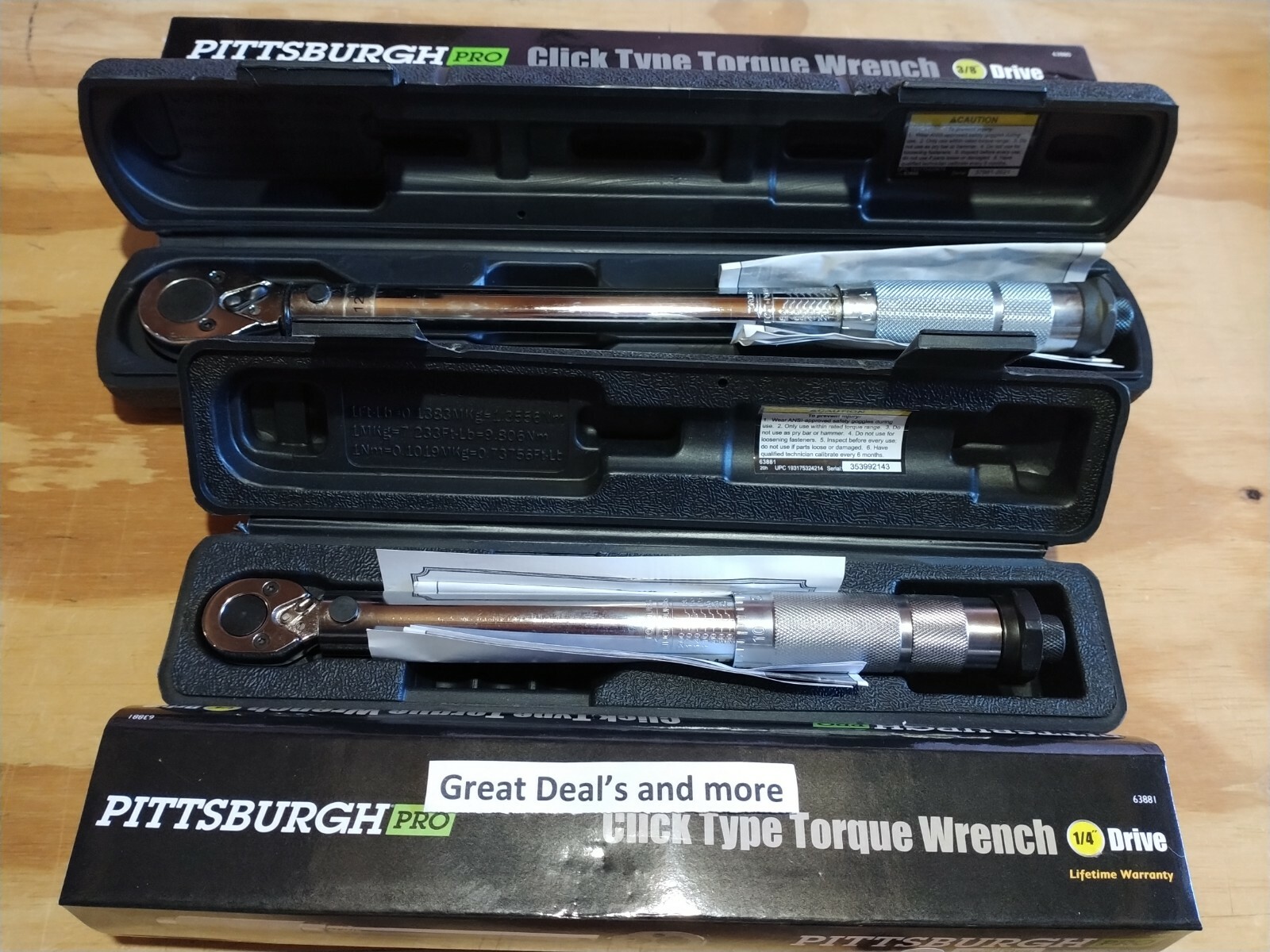 Pittsburg Pro Torque Wrench Set of Two, 1/4″ 3/8″ Drive Click Type Snap Socket