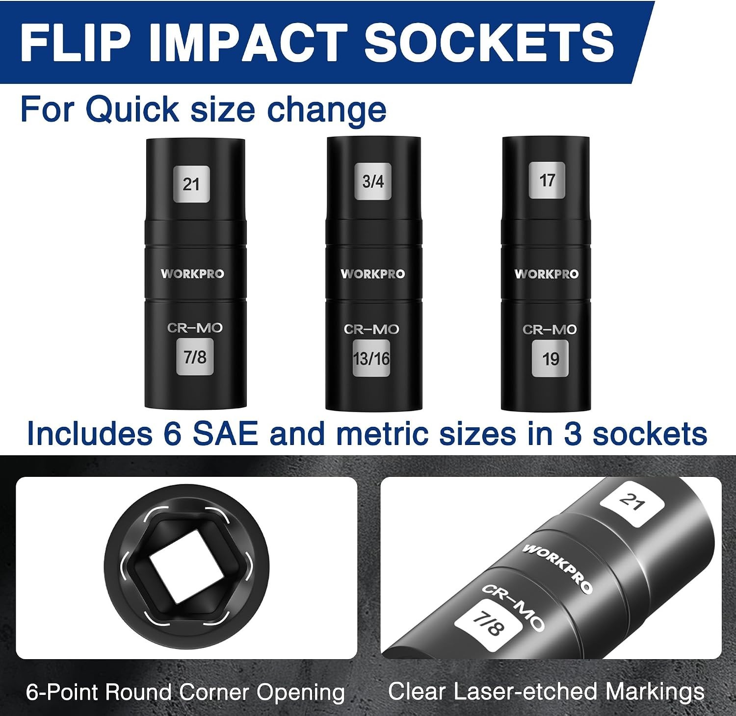 Compact 4PC Impact Socket Set in Storage Case – High Strength & Organized Design