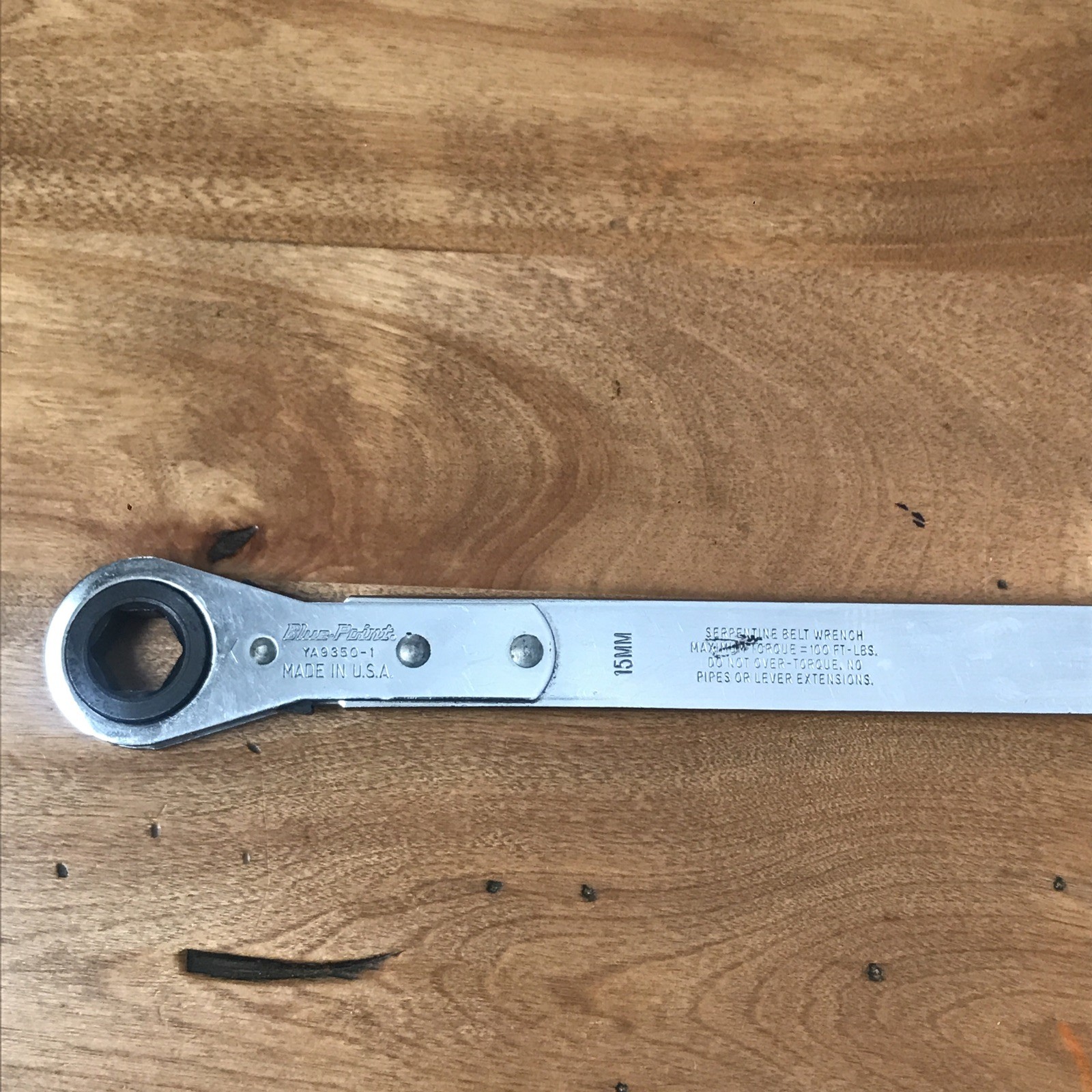 Blue Point Double Hex Ya9350-1 15mm Ratcheting Serpentine Belt Wrench USA