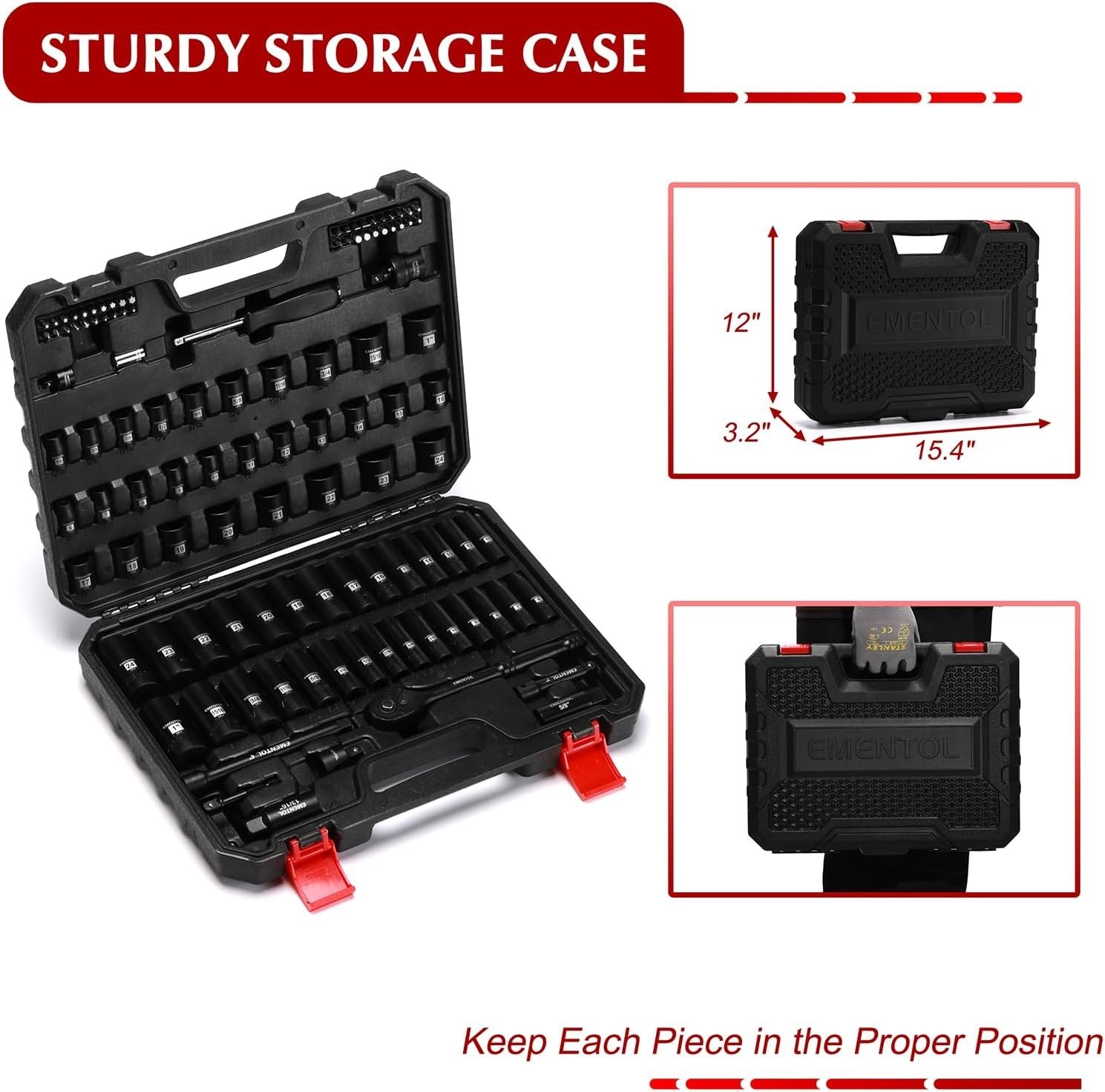 109-Piece 3/8″ Drive Socket Set SAE & Metric w/ Ratchet, Extensions & Adapters