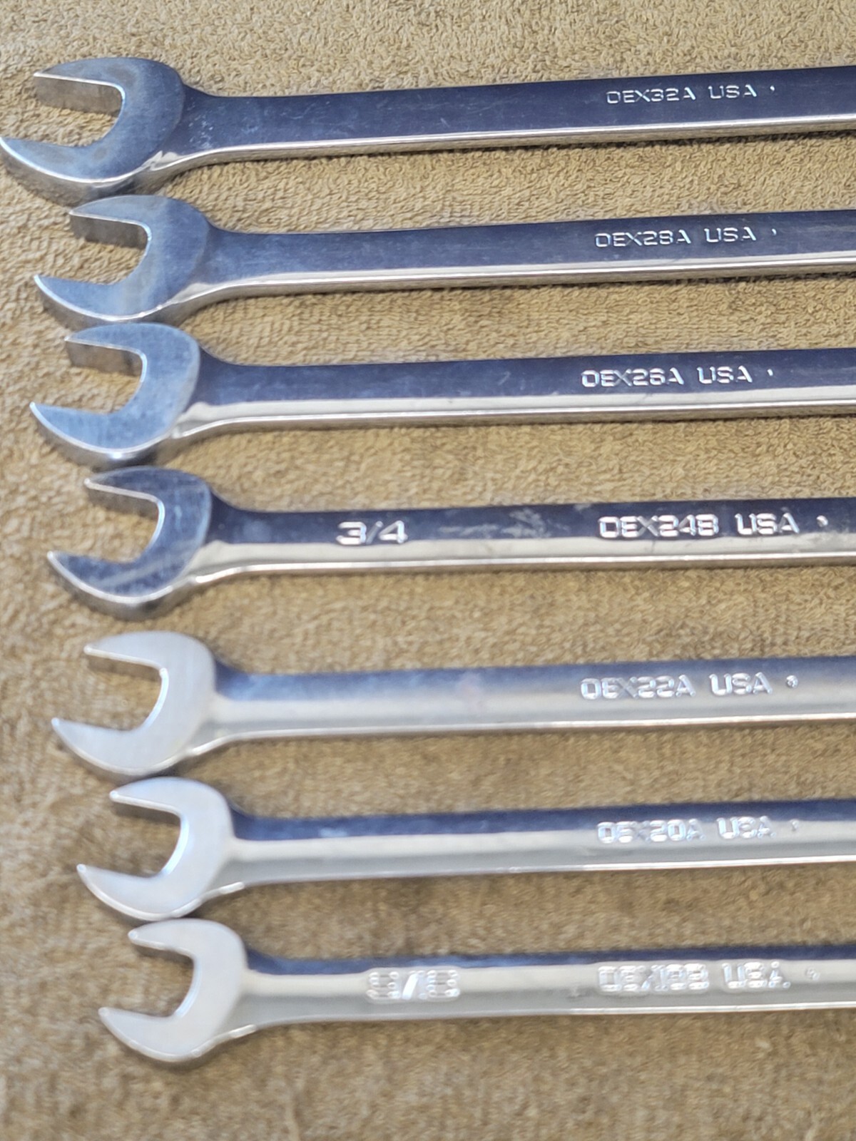 Snap on OEX Combination Wrench Set Sae 1″ 7/8 13/16 3/4 11/16 5/8 9/16 1/2 3/8