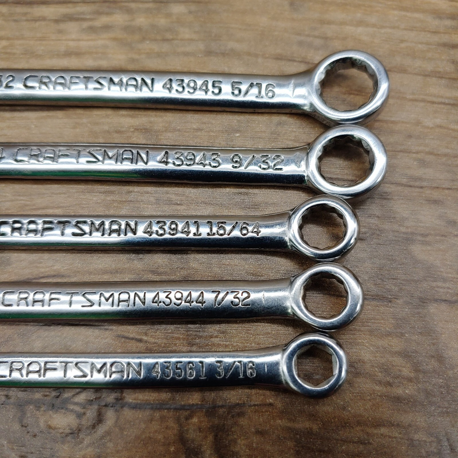 Five (5) Craftsman SAE Combination Ignition Wrenches 5/32 13/64 7/32 1/4 9/32