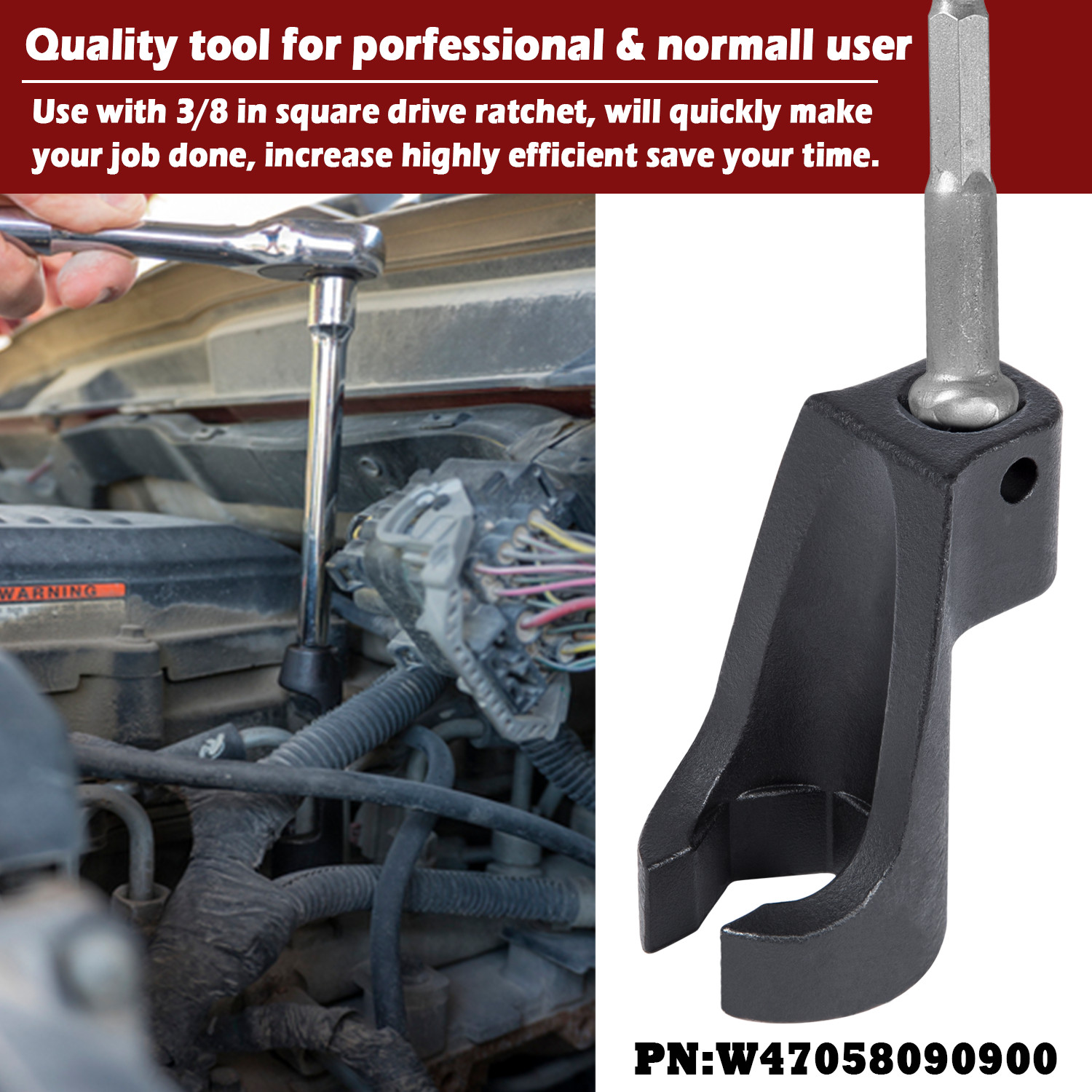 19MM High Pressure Fuel Line Socket Nut Wrench Spanner Tool 3/8» Drive J-48770
