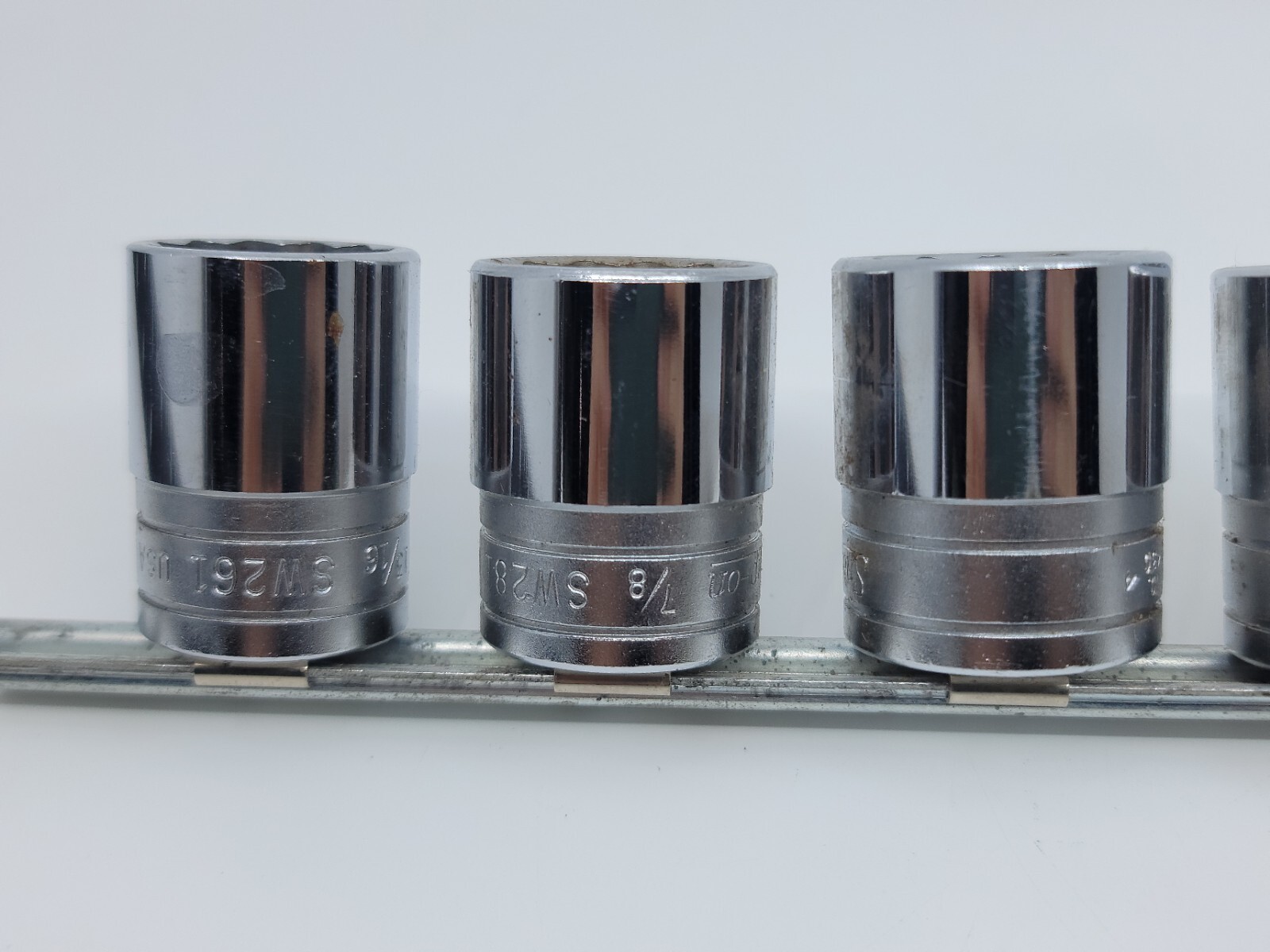 Snap On Tools 1/2″ Drive SW261-SW421 12 Point SAE Shallow Socket 9Pcs USA