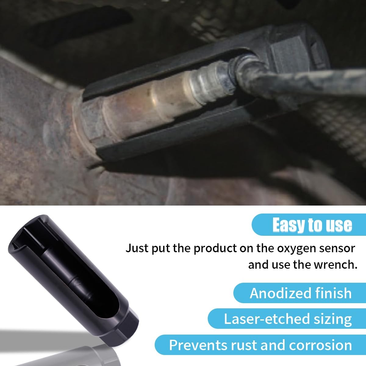 Car Oxygen Sensor Socket with Side Wire Cutout, 3/8 Inch Drive ×7/8 Inch 22mm…